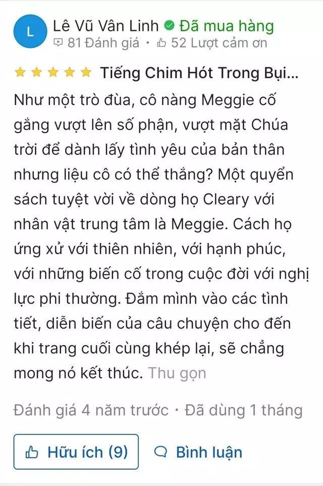 Đánh giá của độc giả trên Tiki (Nguồn: BlogAnChoi) Đánh giá của độc giả trên Tiki (Nguồn: BlogAnChoi)