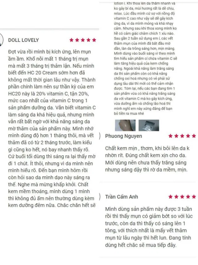 Đánh giá của khách hàng trên Happyskin (Ảnh: BlogAnChoi)