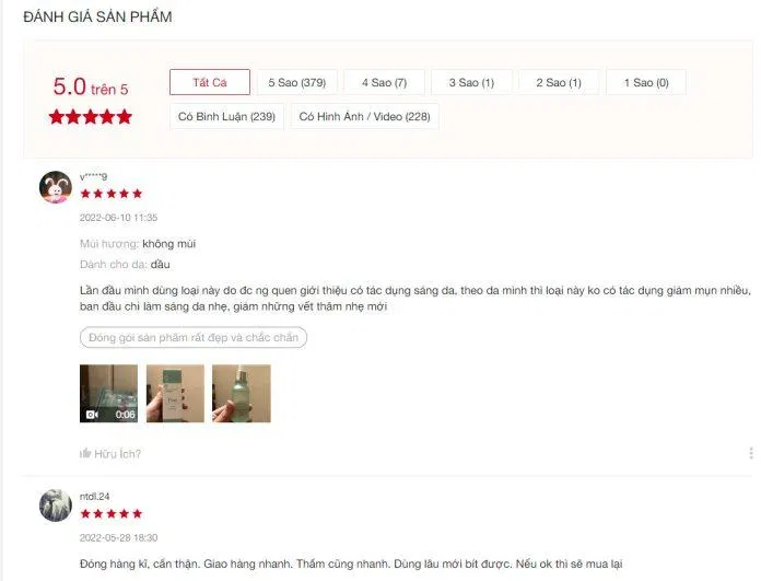Đánh giá của người dùng trên Shopee (Nguồn: Internet).