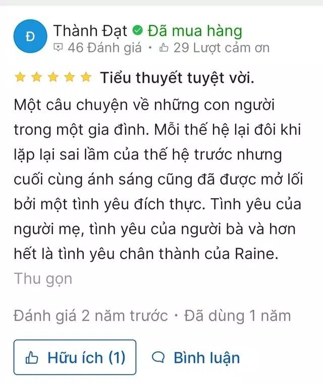 Đánh giá của độc giả trên Tiki (Nguồn: BlogAnChoi)