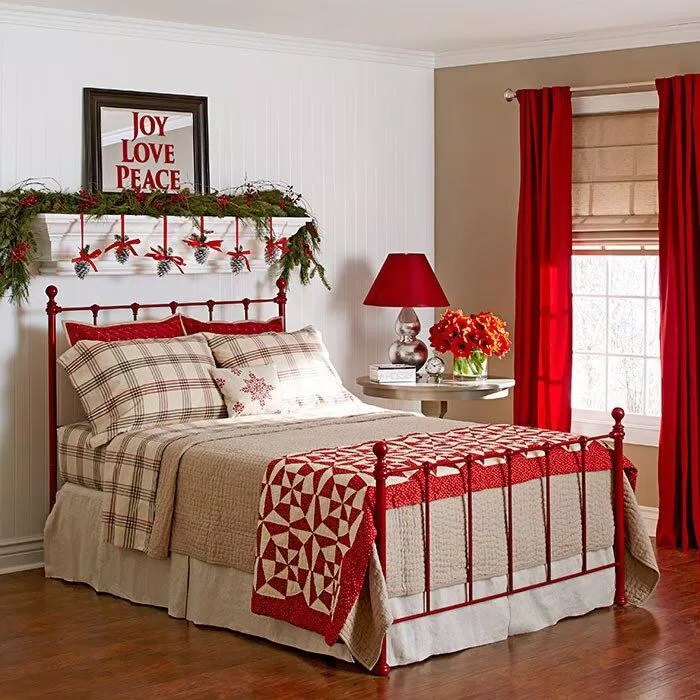 Mẫu trang trí phòng ngủ lấy tông màu đỏ làm chủ đạo (Ảnh: Internet)