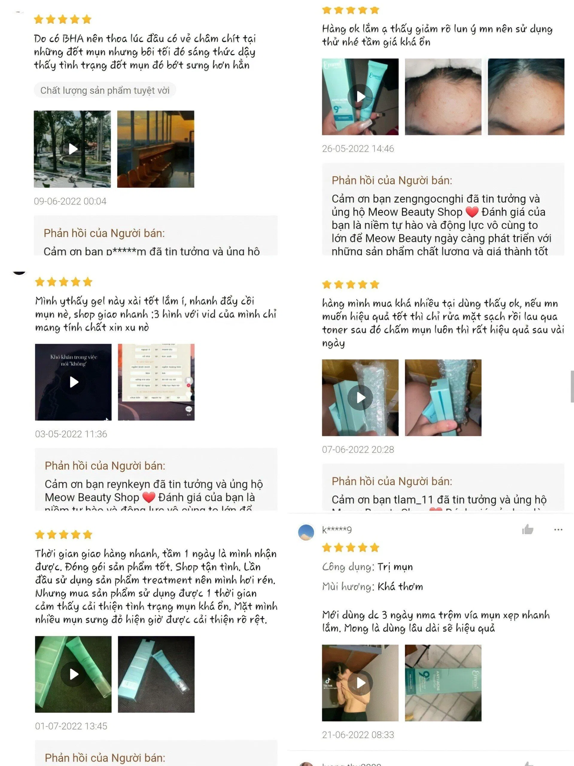 Feedback của khách hàng trên Shopee (Ảnh: BlogAnChoi)