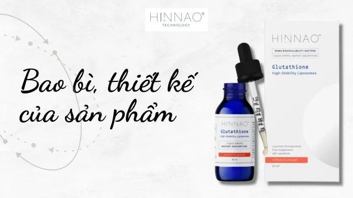Bao bì, thiết kế của tinh chất HINNAO Glutathione High - Stability Liposomes (Nguồn: Internet)