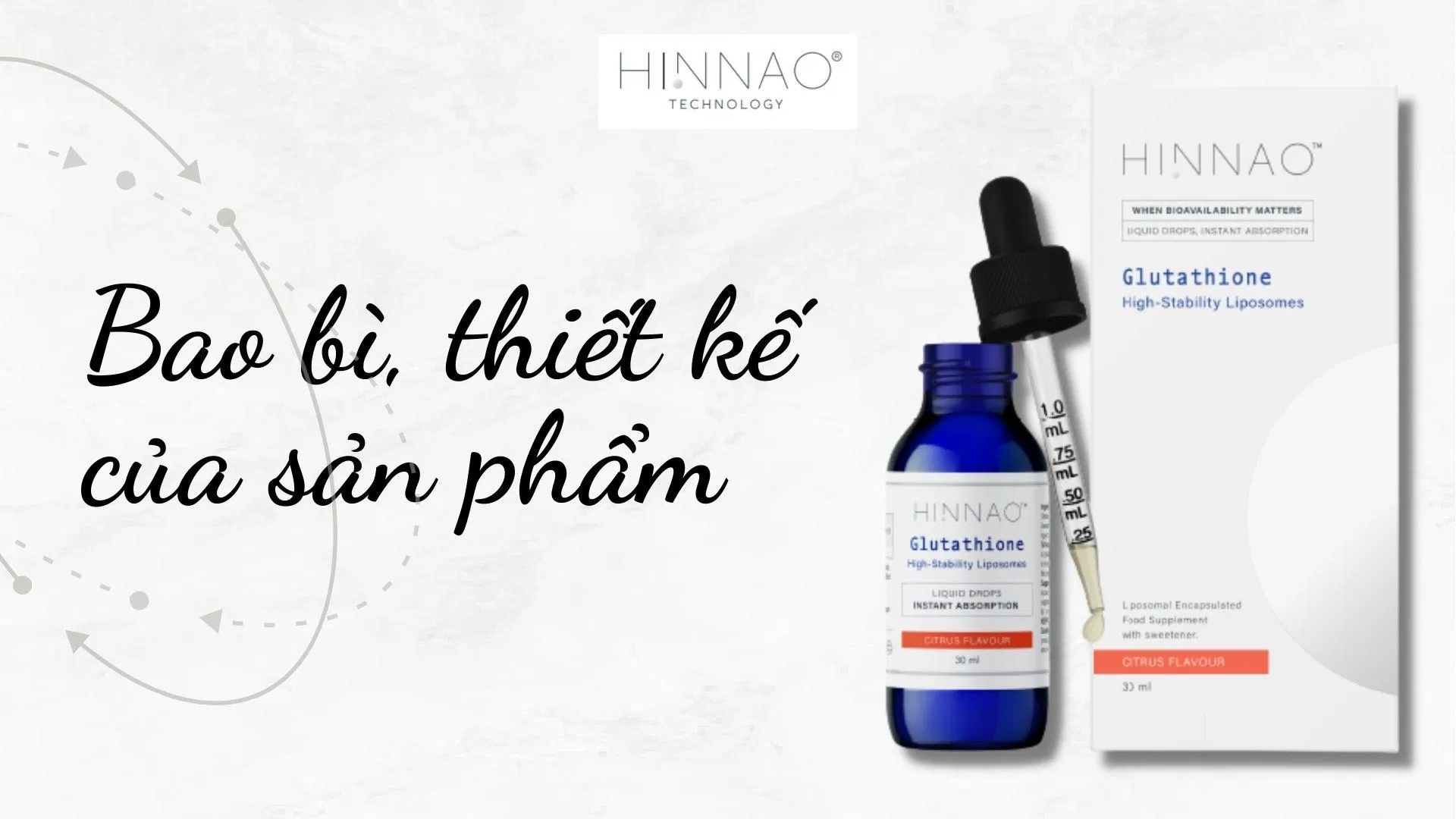Bao bì, thiết kế của tinh chất HINNAO Glutathione High - Stability Liposomes (Nguồn: Internet)