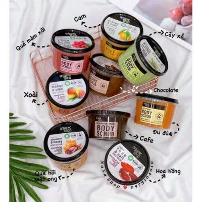 Các phiên bản cũ của tẩy da chết Organic Shop (Ảnh: Internet) Các phiên bản cũ của tẩy da chết Organic Shop (Ảnh: Internet)