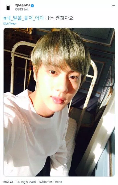 Jin lên Twitter trấn an người hâm mộ sau va chạm tại ISAC