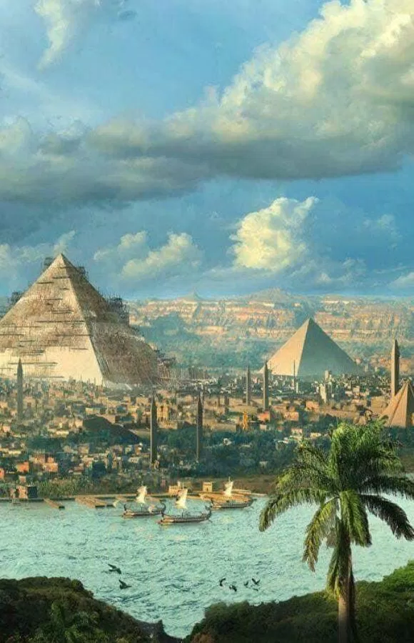 Kim tự tháp Ai Cập bên cạnh sông Nile (Nguồn: Internet)
