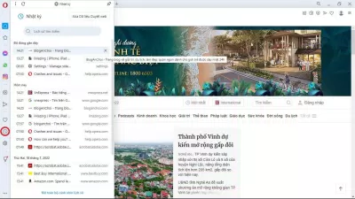 Mục Lịch sử trình duyệt Opera thường nằm ở thanh bên của ứng dụng. (Ảnh: BlogAnChoi) Mục Lịch sử trình duyệt Opera thường nằm ở thanh bên của ứng dụng. (Ảnh: BlogAnChoi)