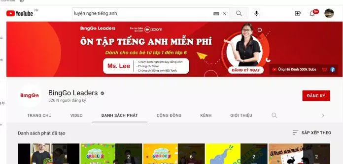 Luyện nghe tiếng Anh với BingGo Leaders.