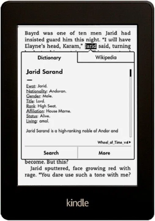 Kindle có chức năng tra từ nhanh trong lúc đọc sách (Ảnh: Internet). Kindle có chức năng tra từ nhanh trong lúc đọc sách (Ảnh: Internet).