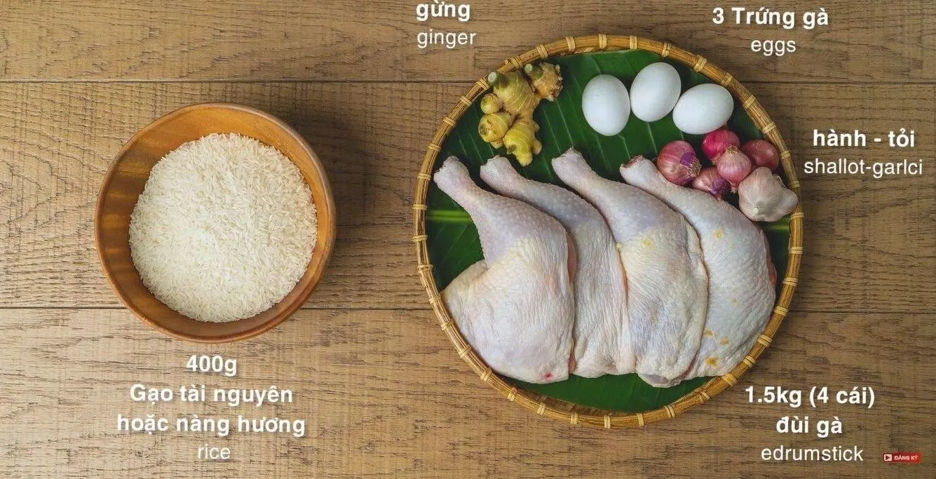 Nguyên liệu cơm gà xối mỡ (nguồn: internet) Nguyên liệu cơm gà xối mỡ (nguồn: internet)