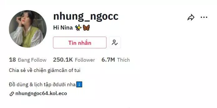 Kênh TikTok của nhung_ngocc. (Nguồn: Internet) Kênh TikTok của nhung_ngocc. (Nguồn: Internet)
