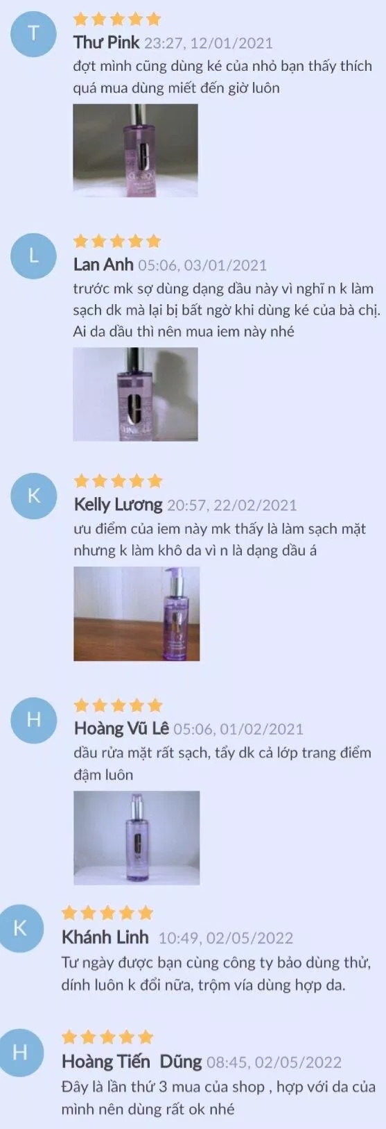 Một vài nhận xét của khách mua hàng về dầu tẩy trang Clinique Take The Day Off Cleansing Oil (ảnh: internet)