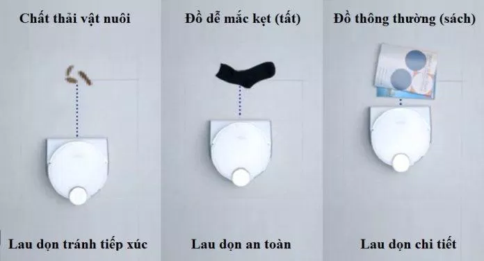 Robot có cách xử lý khác nhau tùy theo vật cản được nhận diện (Ảnh: Dreame) Robot có cách xử lý khác nhau tùy theo vật cản được nhận diện (Ảnh: Dreame)