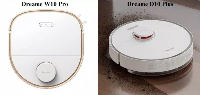 Robot Dreame W10 Pro có hình chữ D đặc biệt với 2 góc vuông, khác với các mẫu robot hình tròn như Dreame D10 Plus (Ảnh: Internet)