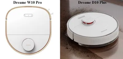 Robot Dreame W10 Pro có hình chữ D đặc biệt với 2 góc vuông, khác với các mẫu robot hình tròn như Dreame D10 Plus (Ảnh: Internet)