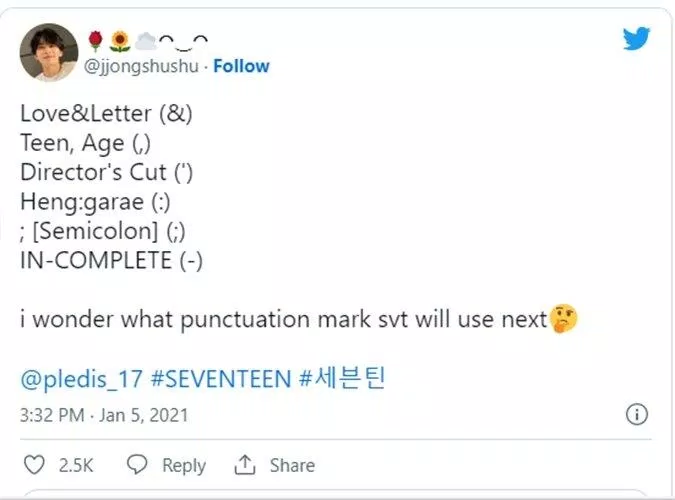 Các fan đã tổng hợp lại những kí hiệu Seventeen đã dùng