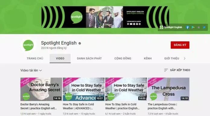 Kênh YouTube Spotlight English tập trung luyện phát âm (Ảnh: internt)