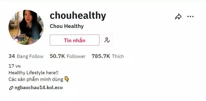 TikTok của chouhealthy. (Nguồn: Internet) TikTok của chouhealthy. (Nguồn: Internet)