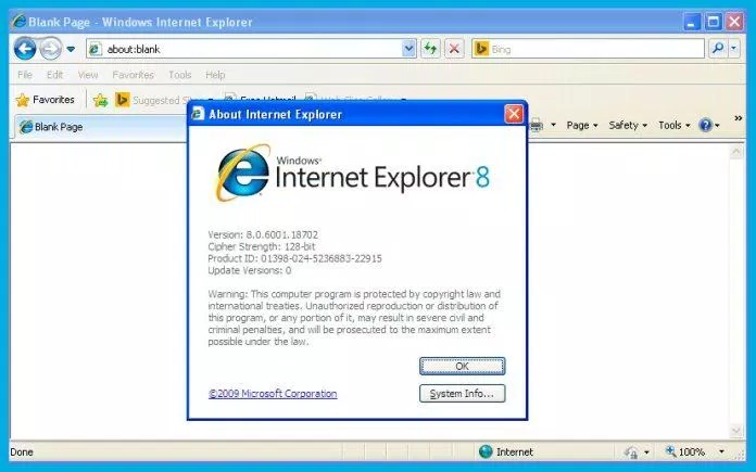 Phiên bản IE 8 được cải thiện về tính bảo mật cho người dùng (Ảnh: Internet)
