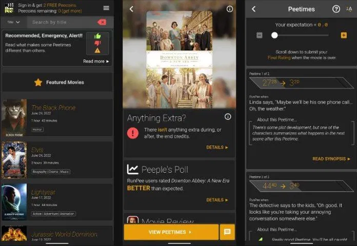 Ứng dụng RunPee rất hữu ích khi xem phim (Ảnh: Internet) Ứng dụng RunPee rất hữu ích khi xem phim (Ảnh: Internet)