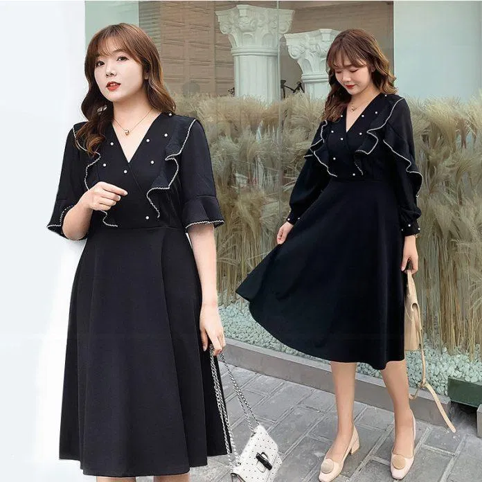 Váy cổ V sẽ giúp bạn trông thon gọn hơn so với váy cổ thuyền hoặc cổ tròn. Nguồn: internet