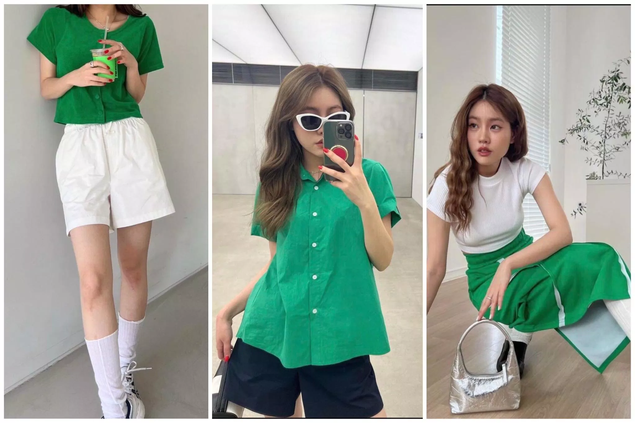 An toàn với những outfit xanh lá- đen và xanh lá - trắng(Nguồn ảnh: IG Keemluv )