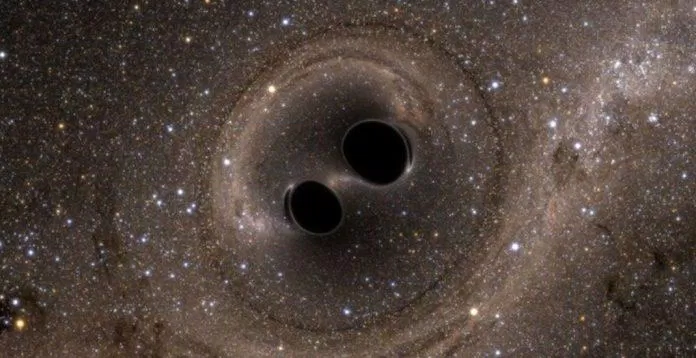Hình ảnh 2 hố đen nhỏ hợp nhất thành 1 hố đen lớn hơn (Nguồn: Internet)