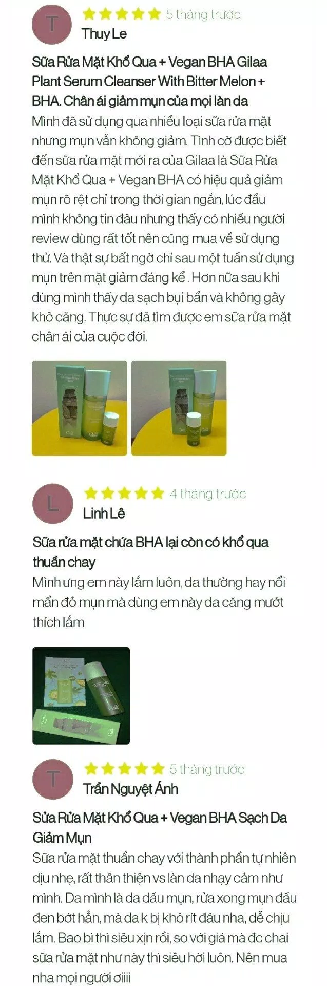 Đánh giá của khách hàng trên website chính hãng của Gilaa (ảnh: BlogAnChoi)