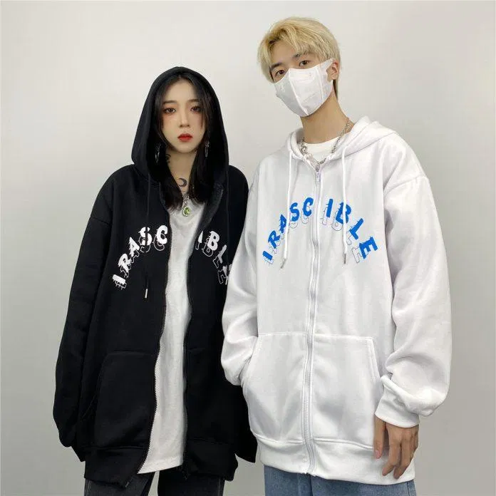 hoodie zip form rộng