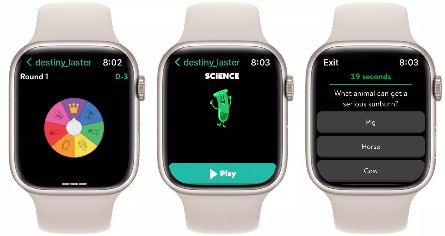 Game Trivia Crack trên đồng hồ thông minh Apple Watch (Ảnh: Internet). Game Trivia Crack trên đồng hồ thông minh Apple Watch (Ảnh: Internet).