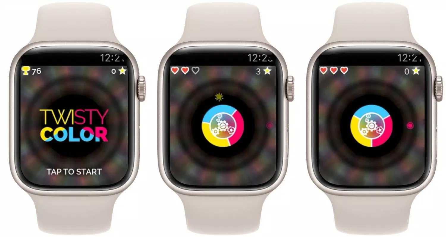 Game Twisty Color trên đồng hồ thông minh Apple Watch (Ảnh: Internet). Game Twisty Color trên đồng hồ thông minh Apple Watch (Ảnh: Internet).