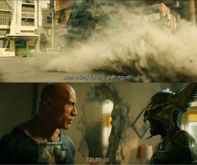 Phân cảnh nói chuyện của Black Adam với Hawkman trong trailer (Nguồn: Internet)