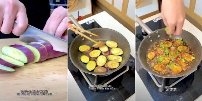 Sơ chế và chế biến món cà tím kho tiêu(Nguồn: Youtube)