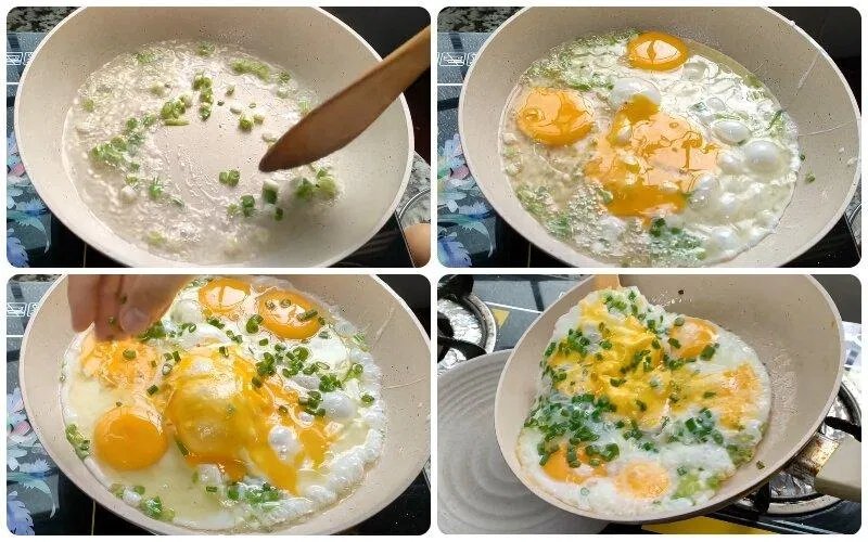 Chiên trứng cho vàng đều