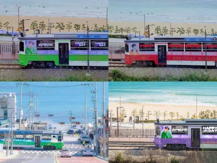 Sinh nhật Jungkook 2021: Xe lửa tuyến biển xanh Haeundae (Ảnh: Internet)