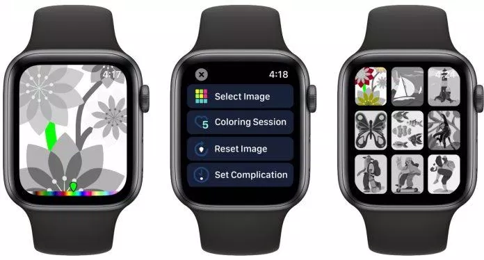 Ứng dụng tô màu thư giãn Coloring Watch trên đồng hồ thông minh Apple Watch (Ảnh: Internet).