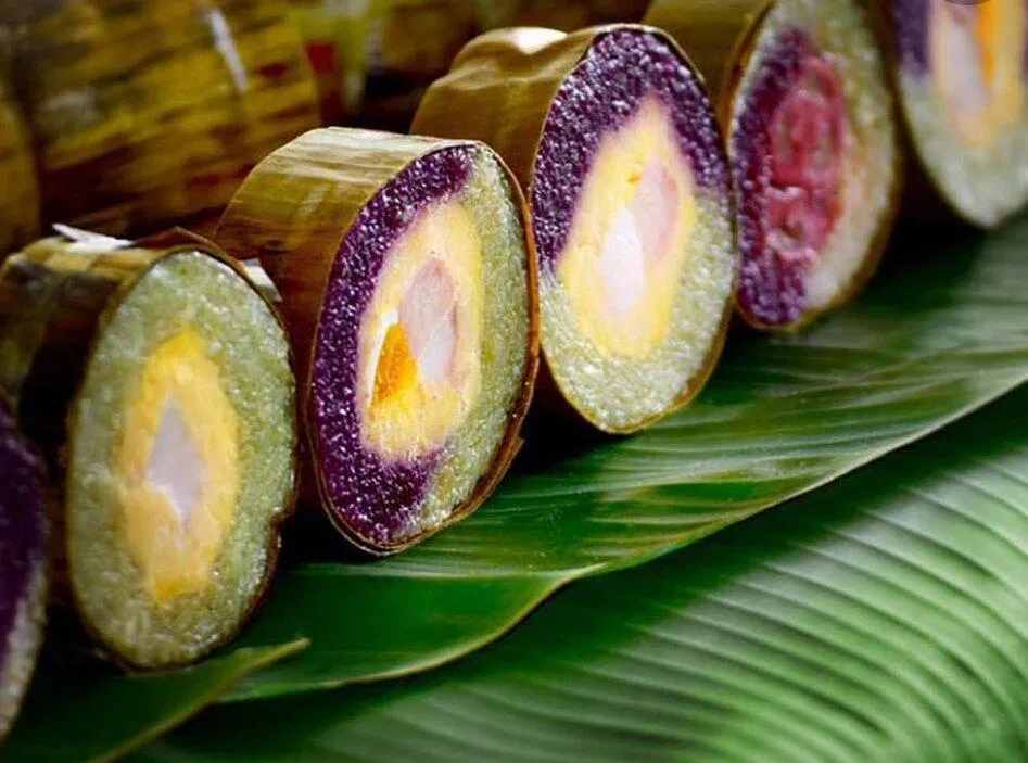 Đặc sản bánh tét lá cẩm của Cần Thơ. (Ảnh: Internet)