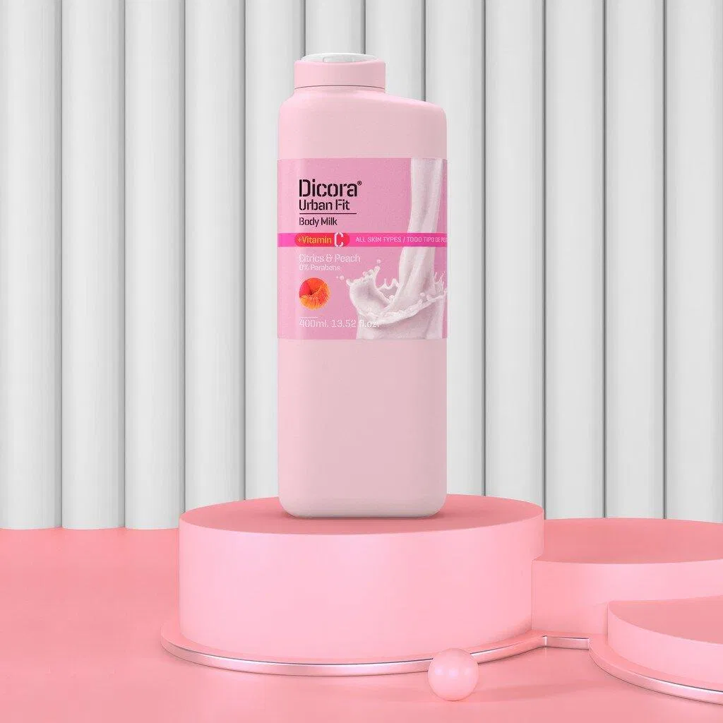 Sữa dưỡng thể Dicora Urban Fit Body Milk Vitamin C Citrics & Peach giúp dưỡng ẩm và làm mềm da hiệu quả (ảnh: internet)
