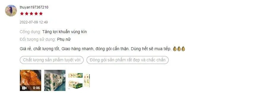 Đánh giá khách hàng từ Shopee.