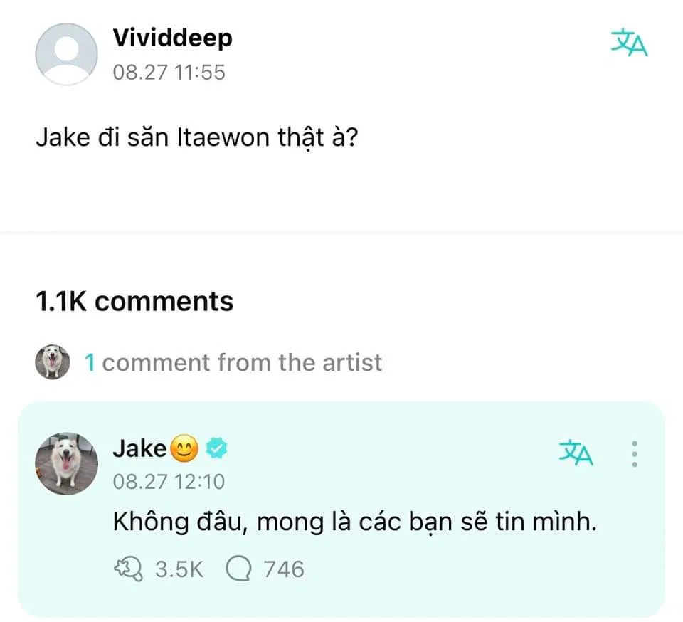 Nam idol trả lời fan và đồng thời khẳng định mình không phải là người trong bức ảnh (Ảnh: Internet)