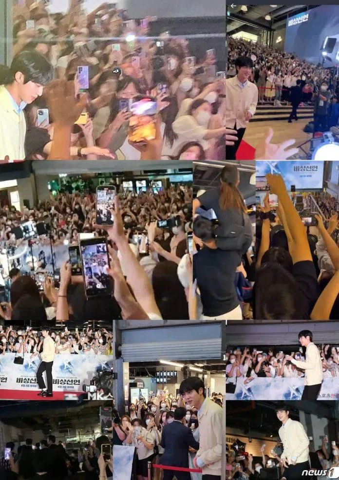 Fans hâm mộ đến gặp Jin ở buổi công chiếu phim. (Ảnh: Internet)