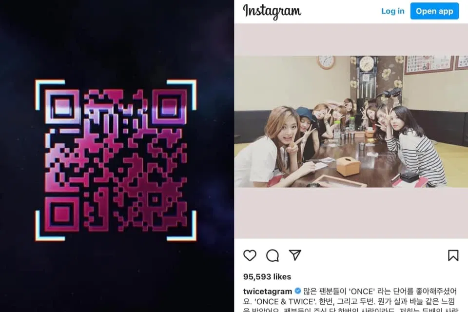 Mã QR là bài thông báo tên fandom ONCE (Ảnhr: Internet)