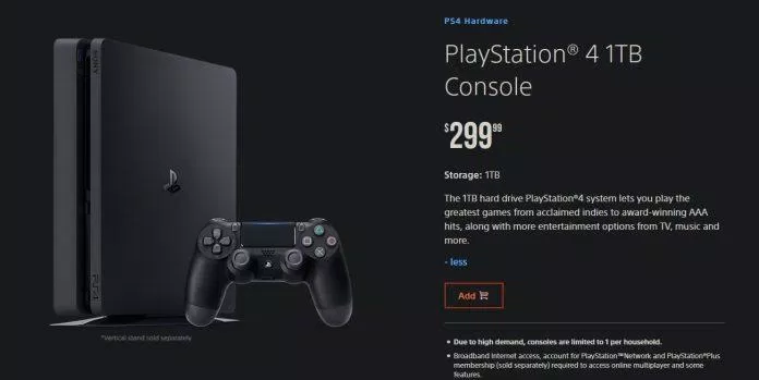 Máy PS4 được công bố giá 299 USD trên trang web của Sony (Ảnh: Internet). Máy PS4 được công bố giá 299 USD trên trang web của Sony (Ảnh: Internet).