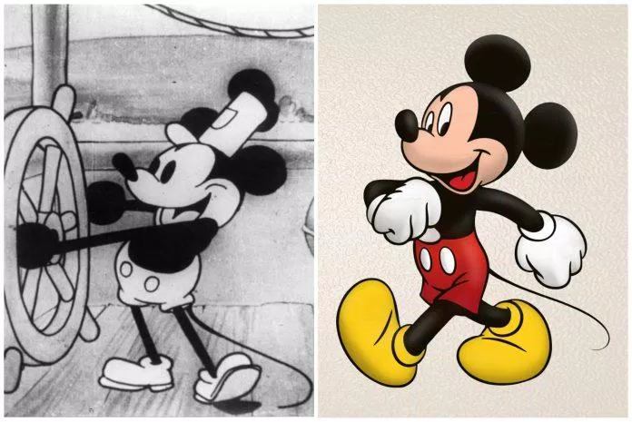 Mickey mouse phiên bản đen trắng và phiên bản màu sắc (Nguồn: Internet)