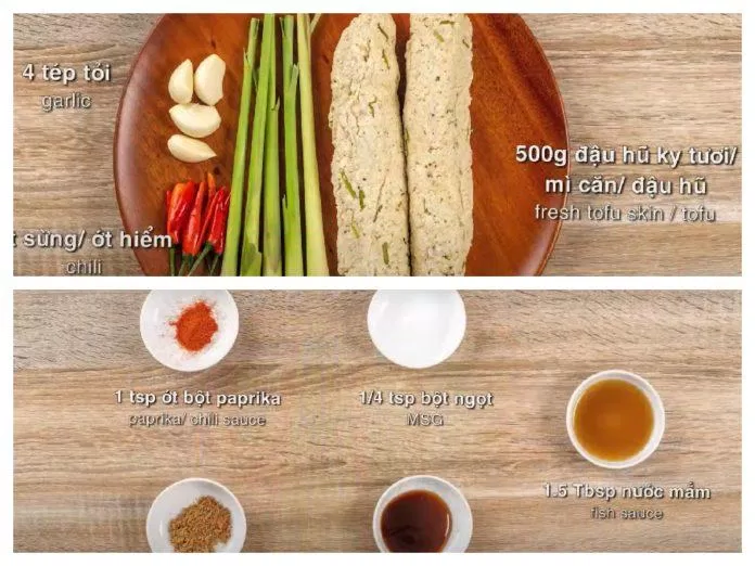 Nguyên liệu và gia vị kho đậu hũ