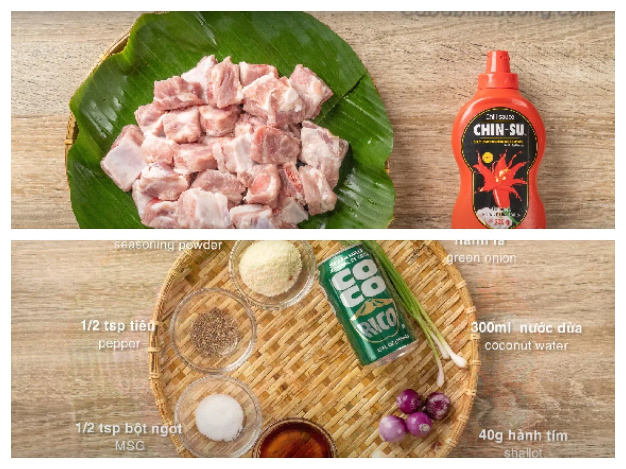 Nguyên liệu nấu sườn kho tiêu