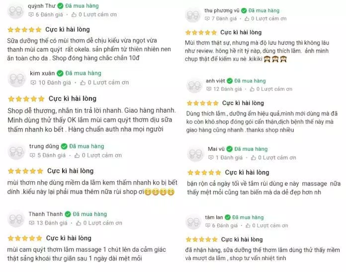 Một vài đánh giá của khách hàng trên Tiki (ảnh: internet)