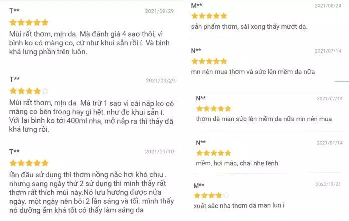 Một vài đánh giá của khách hàng trên Tiki (ảnh: internet)