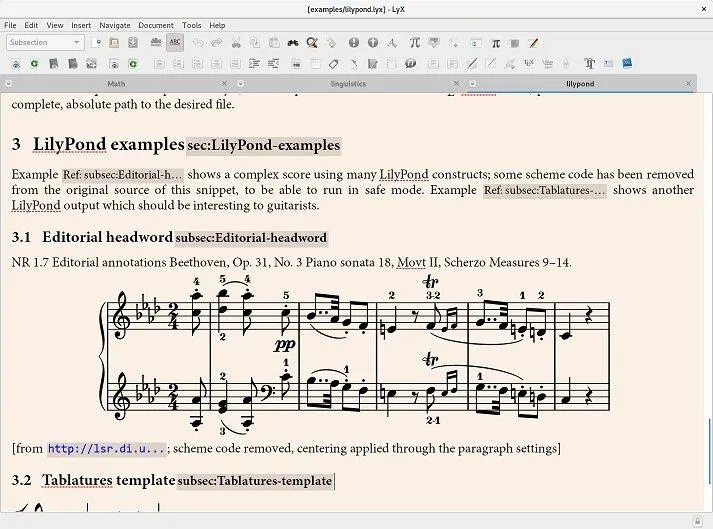 Giao diện phần mềm soạn văn bản LyX (Ảnh: Internet) Giao diện phần mềm soạn văn bản LyX (Ảnh: Internet)
